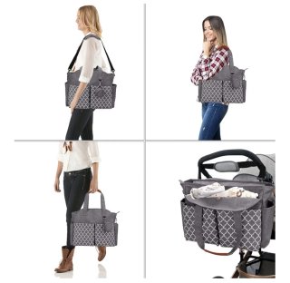 Bolso cambiador bebé gris con estampado