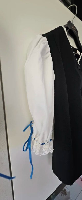 Blusas Traje Huertana Niña Negro/Blanco