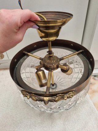 Plafón Techo Cristal y Metal Vintage
