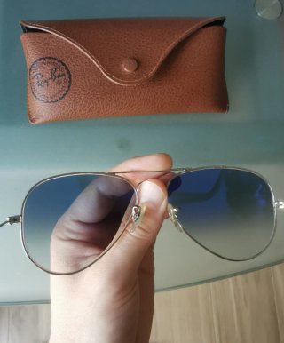 Ray-Ban Aviator Occhiali da Sole Argento Blu