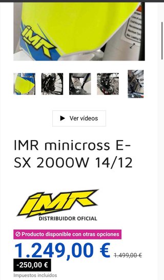 IMR 2000w Motocross Eléctrica Azul/Amarillo