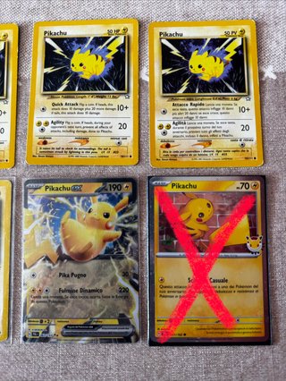Lotto 5 carte Pikachu, incl 1 Edizione Neo Genesis