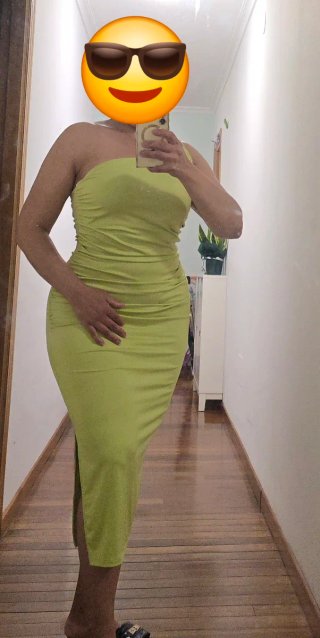 Vestido asimétrico verde talla única