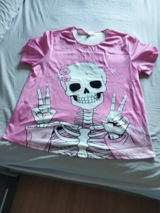 Camiseta rosa esqueleto talla 3XL