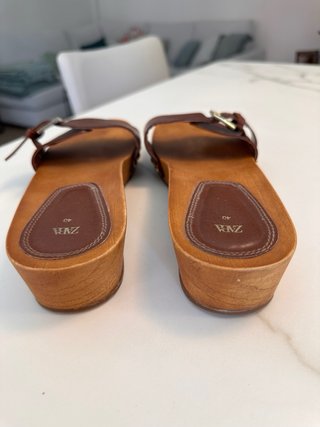 Sandalias Zara Zueco Hebilla Marrón Talla 40