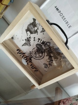 Hucha madera vintage mapa mundo Adventure