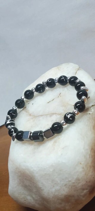 Pulsera elástica Monx Negra y Plateada