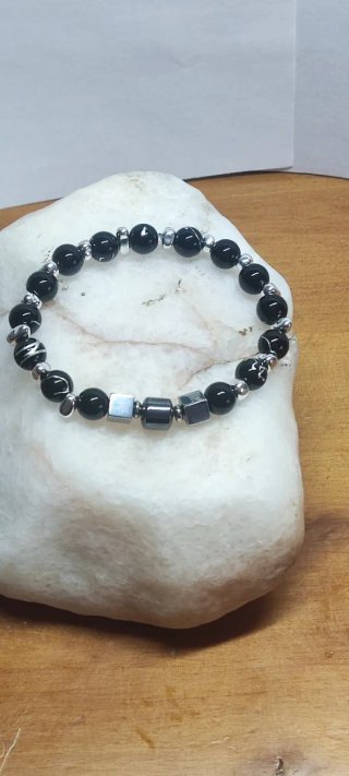 Pulsera elástica Monx Negra y Plateada
