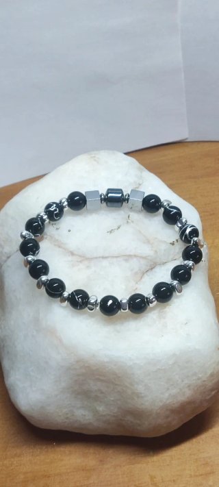 Pulsera elástica Monx Negra y Plateada
