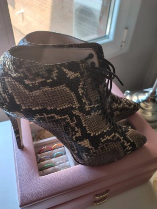 Botín Tacón Animal Print Beige y Marrón