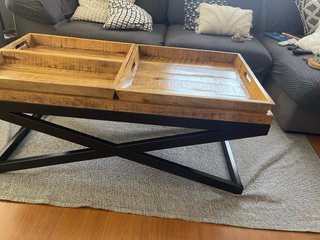 Mesa de Centro Madera Maciza y Acero industrial