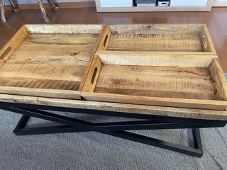 Mesa de Centro Madera Maciza y Acero industrial