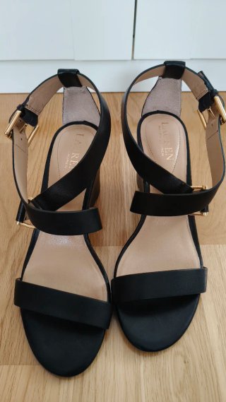 Sandalias tacón Ralph Lauren negras