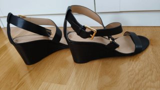Sandalias tacón Ralph Lauren negras
