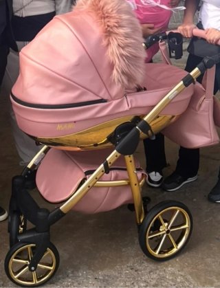 Passeggino di lusso rosa e oro per neonati