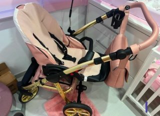 Passeggino di lusso rosa e oro per neonati