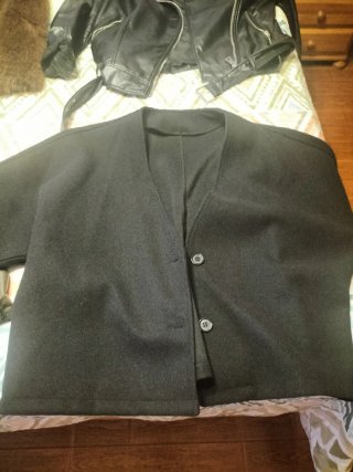 Chaqueta negra corta de tela mujer con 2 botones