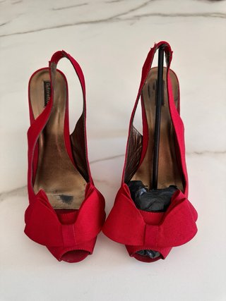Zapatos de tacón con lazo, rojos para evento