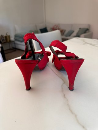 Zapatos de tacón con lazo, rojos para evento