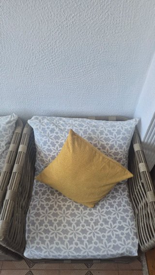 Muebles Terraza Ratán y Tela Azul/Verde