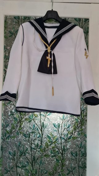 Traje Comunión Niño. Talla 10 Blanco y azul marino