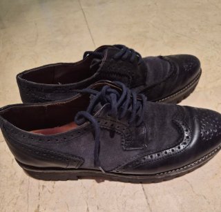 Zapatos Oxford Cuero Azul Mujer Talla 40