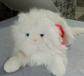 Peluche Micio Bianco con Cuore Rosso