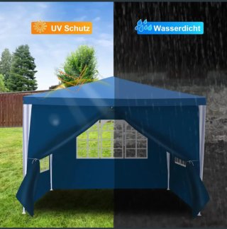 Carpa Azul con Ventanas Transparentes