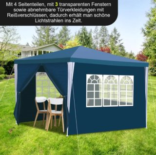 Carpa Azul con Ventanas Transparentes