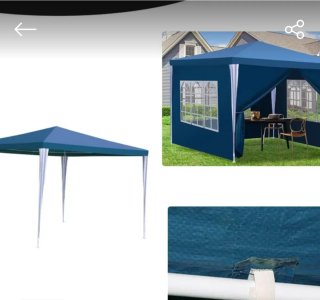 Carpa Azul con Ventanas Transparentes
