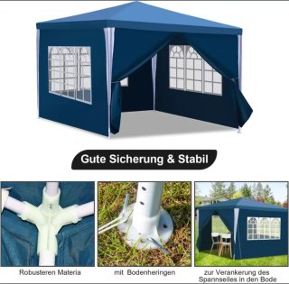Carpa Azul con Ventanas Transparentes