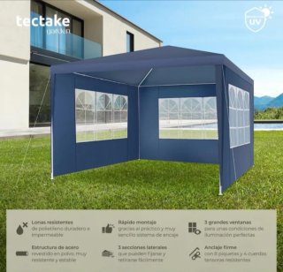 Carpa Azul con Ventanas Transparentes