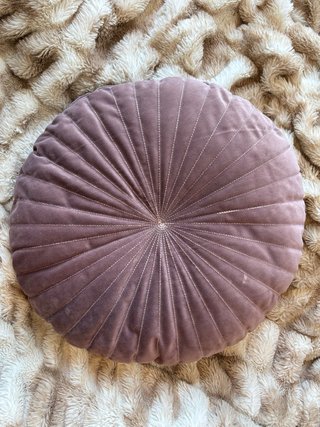 Set 2 Cuscini Rotondi in Velluto Rosa/Viola