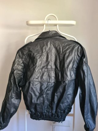 Chaqueta bomber vintage cuero auténtico negra M/L