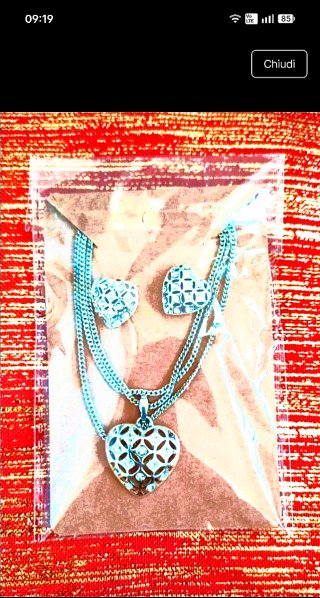 Parure collana e orecchini cuoricini