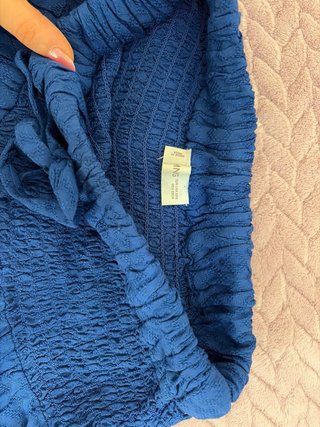 Falda pantalón Mango azul eléctrico volantes