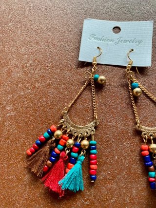 Pendientes Boho Chic Colores Borlas Dorados
