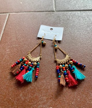 Pendientes Boho Chic Colores Borlas Dorados