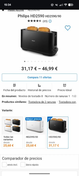 Tostadora Philips Negra