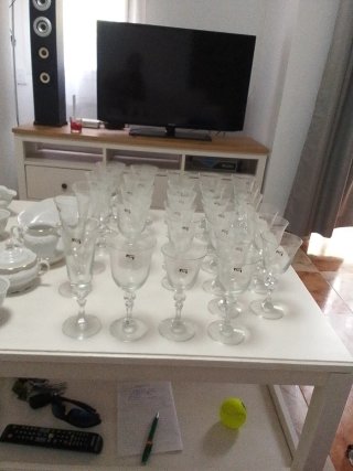 Juego 30 copas cava/agua/vino cristal