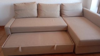 Sofá Cama IKEA Chaise Longue 3 Plazas Beige URGE