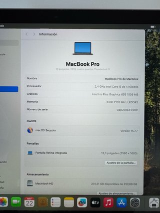 MacBook Pro 13” 2019 Gris espacial