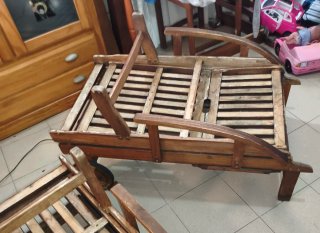 2 Tumbonas de madera reclinable con ruedas