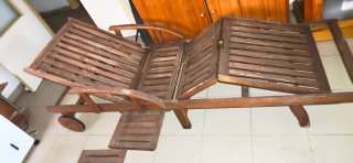 2 Tumbonas de madera reclinable con ruedas