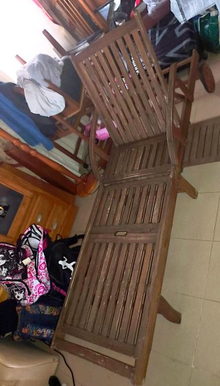 2 Tumbonas de madera reclinable con ruedas
