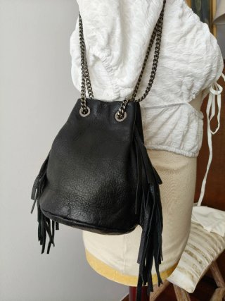 Bolso Piel Cebra Flecos Cadena