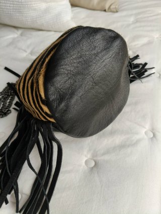Bolso Piel Cebra Flecos Cadena