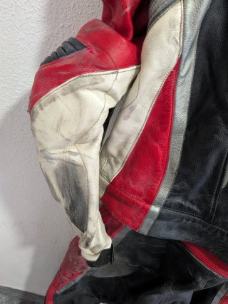 Mono  dos piezas, Dainese Cuero Rojo/Blanco/Negro