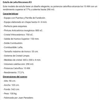 Estufa de Leña Rinconera Juan Panadero R3