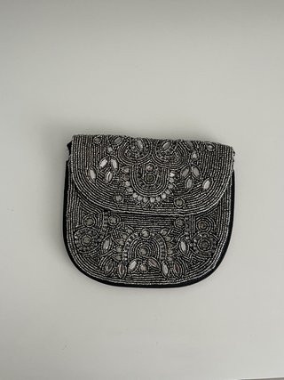 Bolso Sfera pequeño plateado y negro